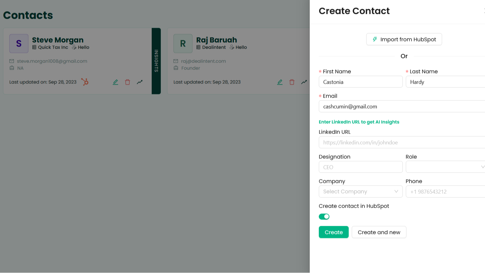Sync HubSpot Contacts with Dealintent Bi-directionally